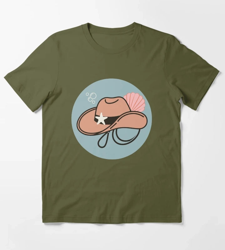 Coastal Cowgirl Hat T-Shirt Olive Green