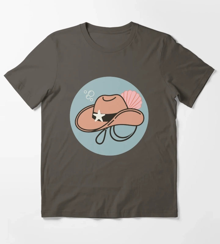 Coastal Cowgirl Hat T-Shirt Dark Grey