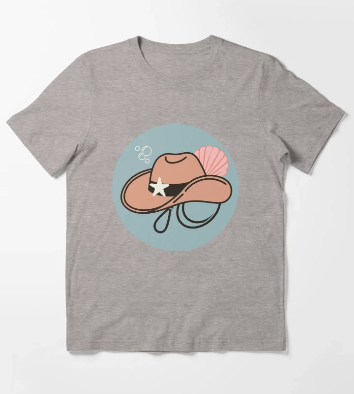 Coastal Cowgirl Hat T-Shirt Heather Grey
