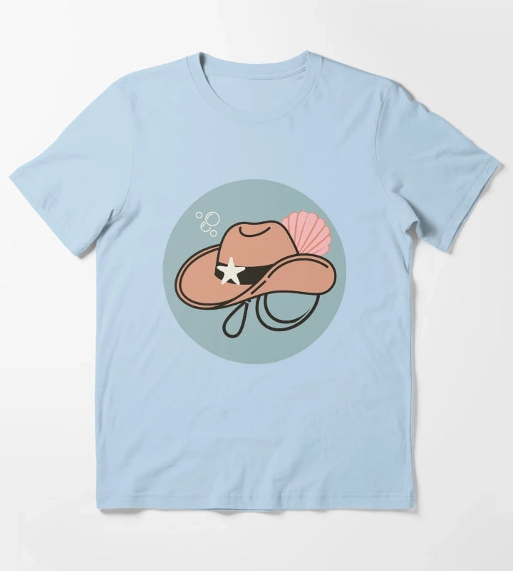 Coastal Cowgirl Hat T-Shirt Sky Blue