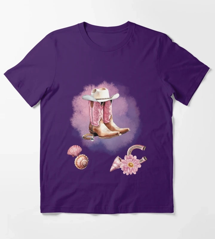 Coastal Cowgirl Pink Watrercolor T-Shirt Purple