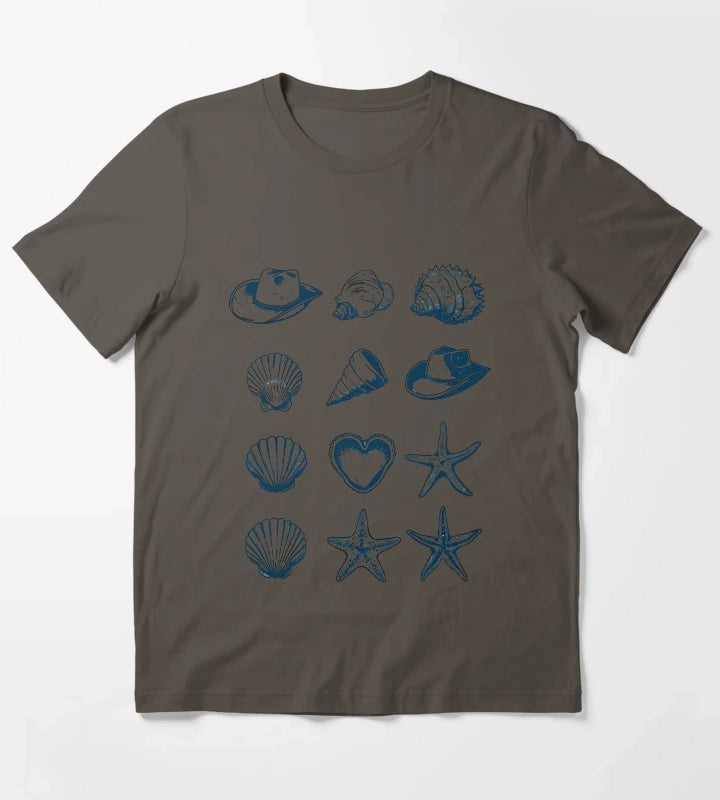 Coastal Cowgirl Shell and Cowgirl Hat Minimalist Design T-Shirt Dark Grey