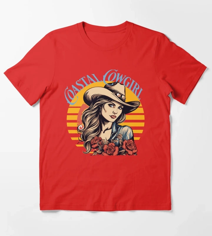 Coastal Cowgirl Vibes Beach Babe Cowgirls gift T-Shirt Red