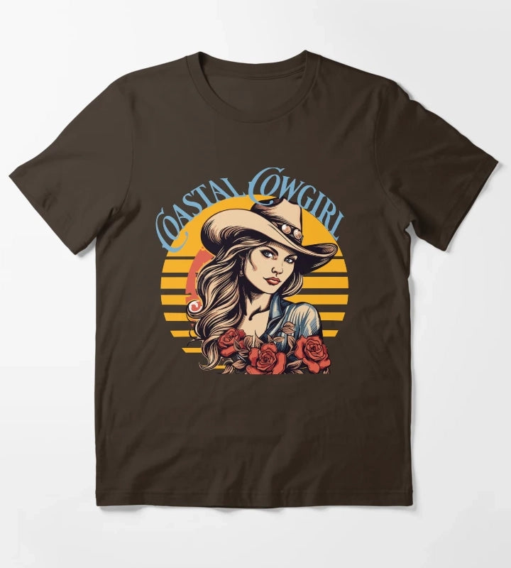 Coastal Cowgirl Vibes Beach Babe Cowgirls gift T-Shirt Brown