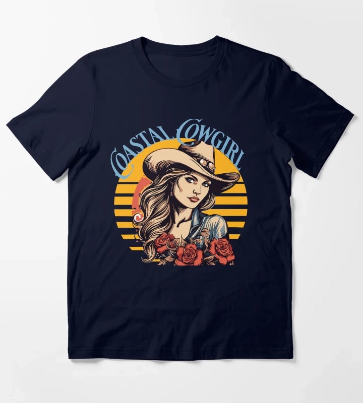 Coastal Cowgirl Vibes Beach Babe Cowgirls gift T-Shirt Navy