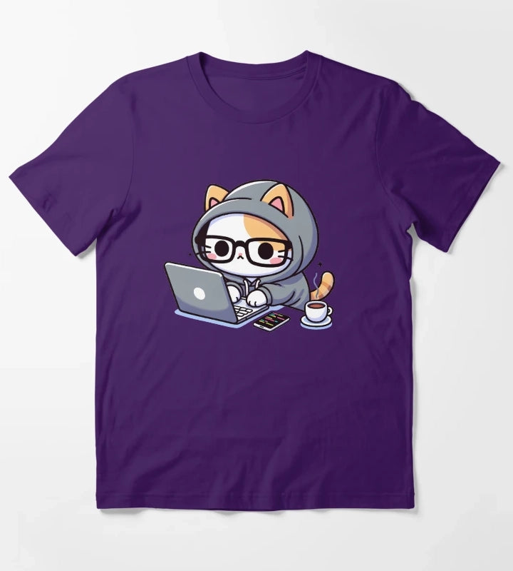 Coder Cat CoffeeFueled Sessions T-Shirt Purple