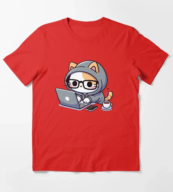 Coder Cat CoffeeFueled Sessions T-Shirt Red
