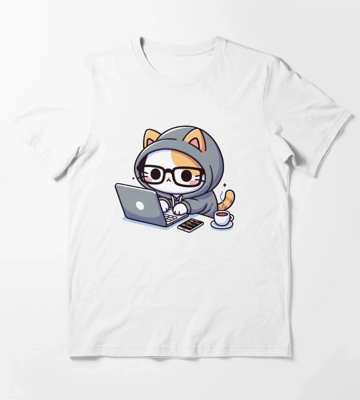 Coder Cat CoffeeFueled Sessions T-Shirt White