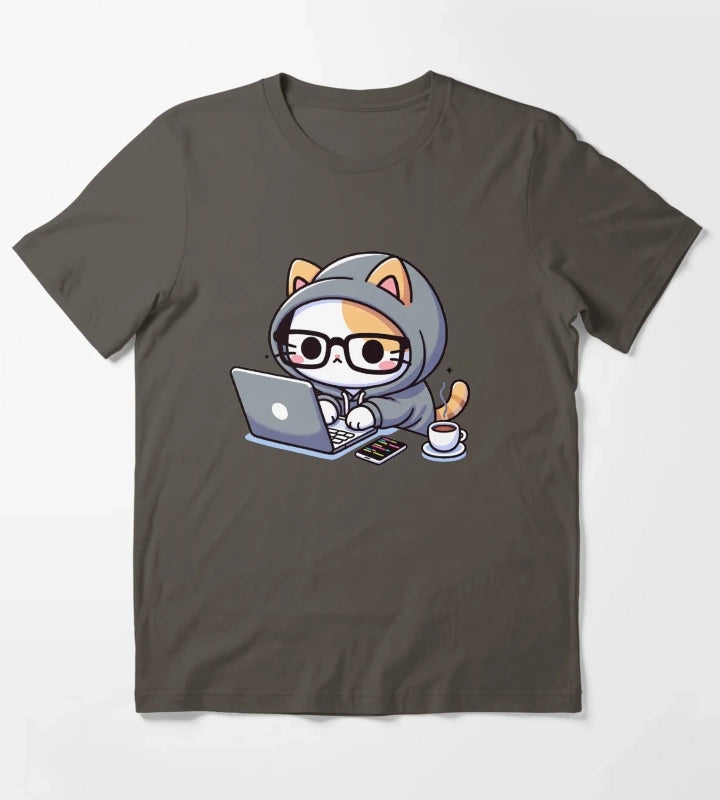 Coder Cat CoffeeFueled Sessions T-Shirt Dark Grey