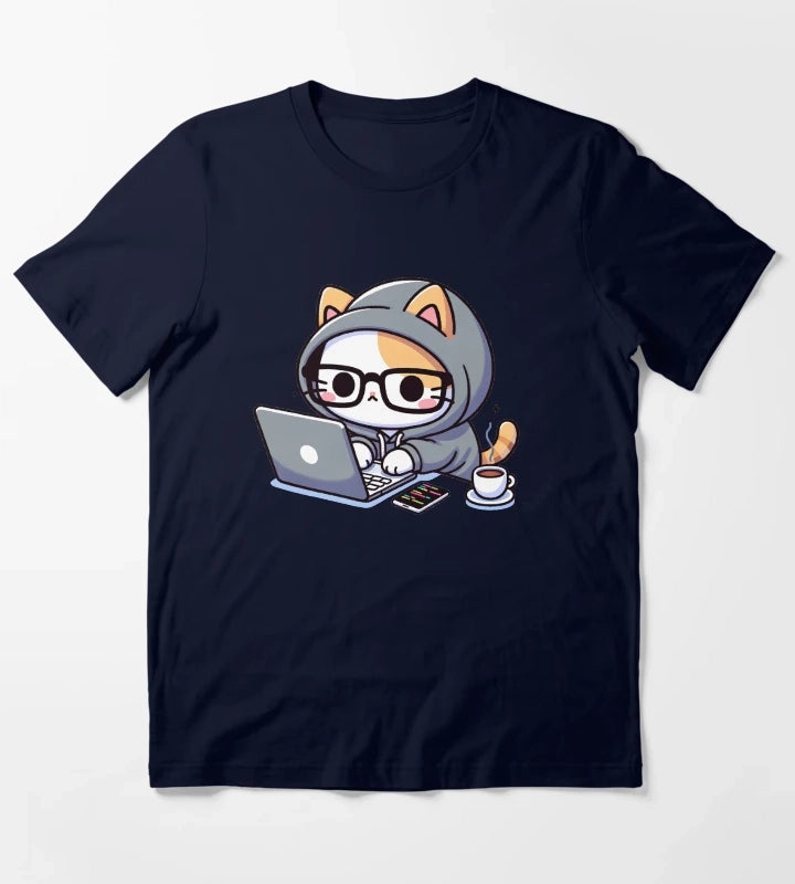 Coder Cat CoffeeFueled Sessions T-Shirt Navy