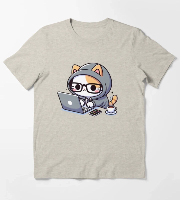 Coder Cat CoffeeFueled Sessions T-Shirt Cream