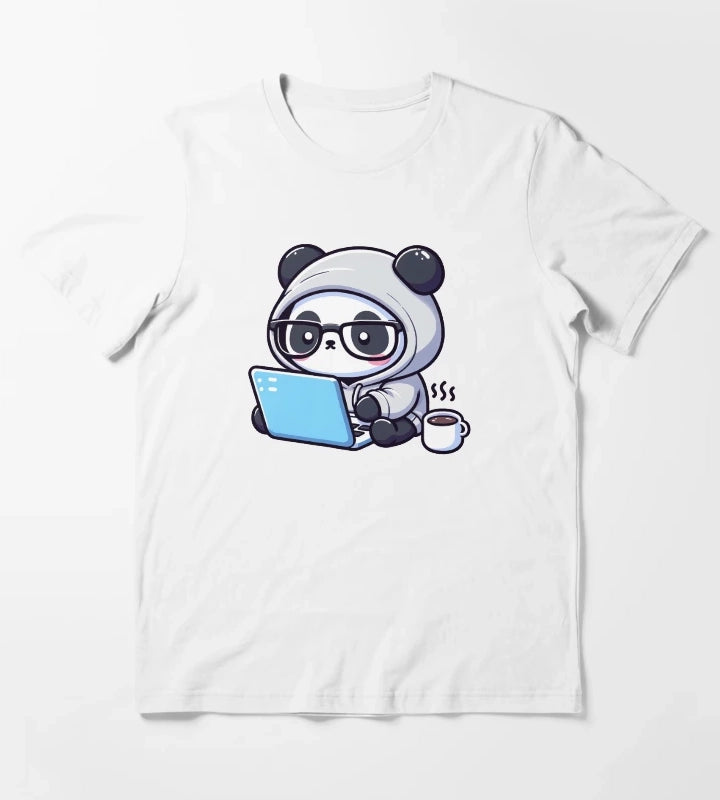 Coder Panda Coffee and Code T-Shirt White