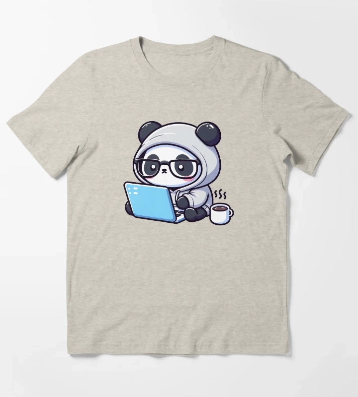 Coder Panda Coffee and Code T-Shirt Cream