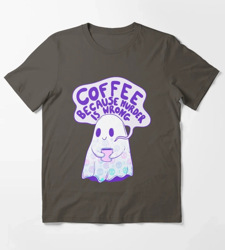Coffee Because Murder is Wrong T-Shirt Dark Grey