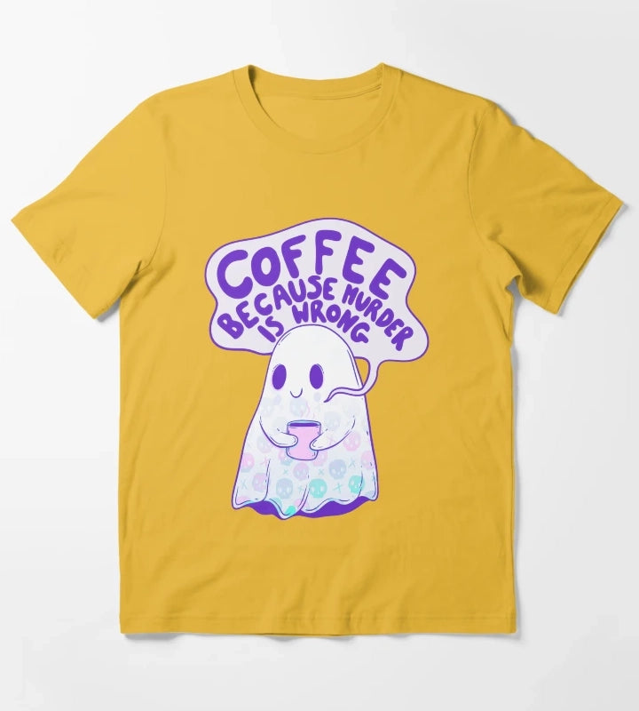 Coffee Because Murder is Wrong T-Shirt Yellow