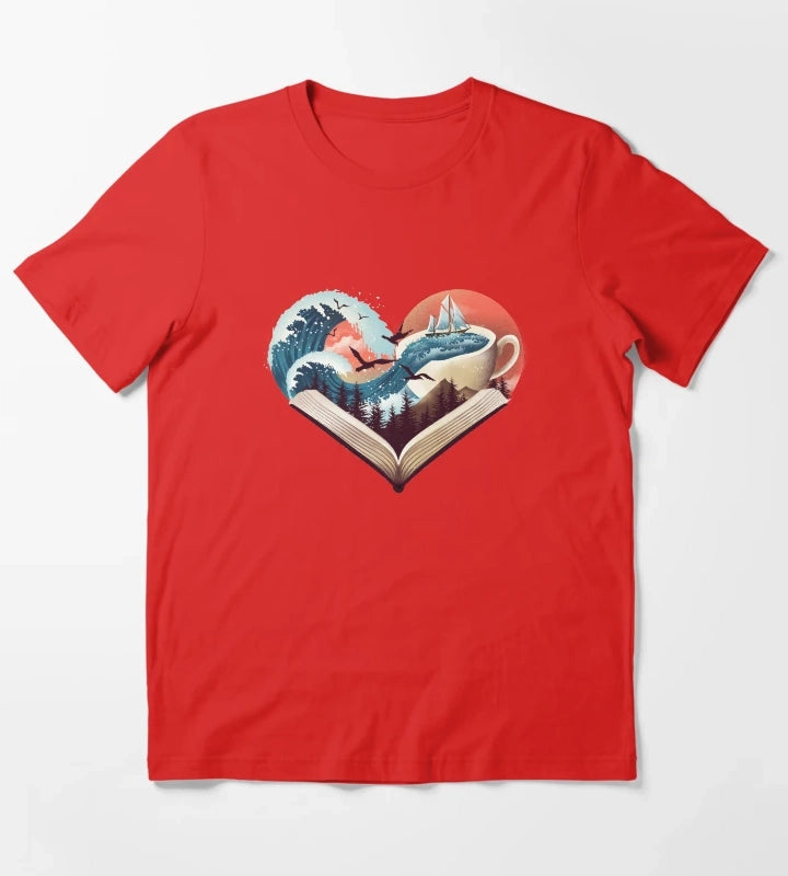 Coffee Book and Adventure T-Shirt Red