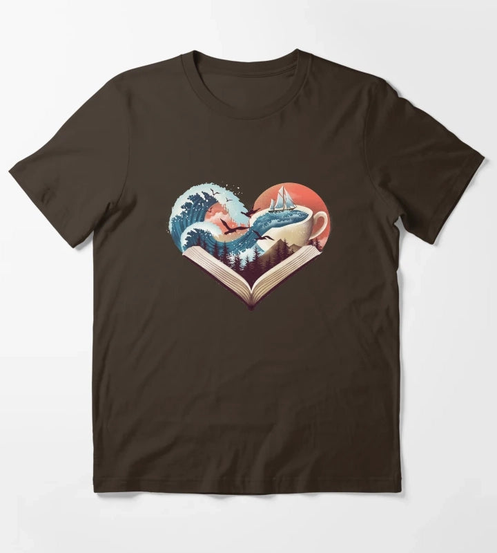 Coffee Book and Adventure T-Shirt Brown