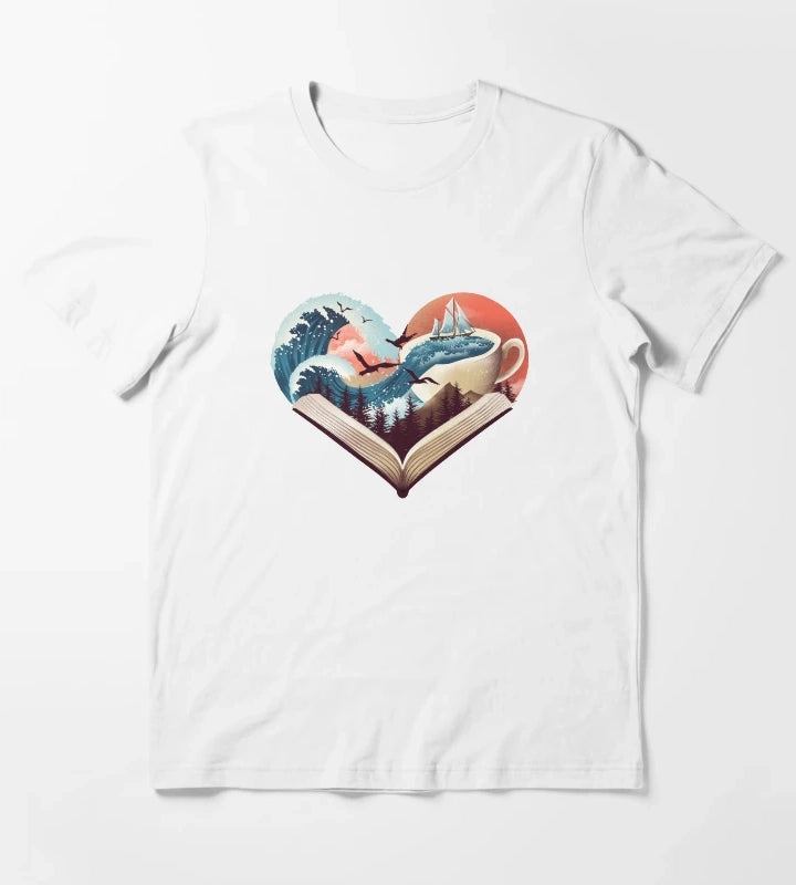 Coffee Book and Adventure T-Shirt White