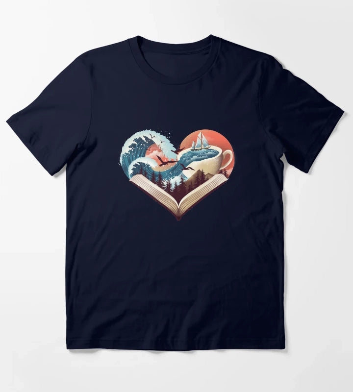 Coffee Book and Adventure T-Shirt Navy