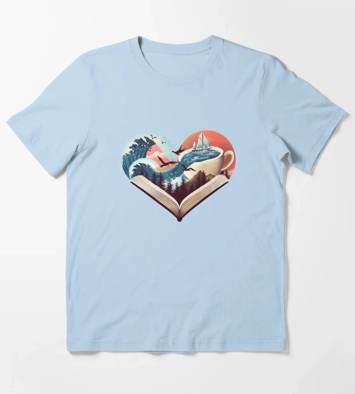 Coffee Book and Adventure T-Shirt Sky Blue