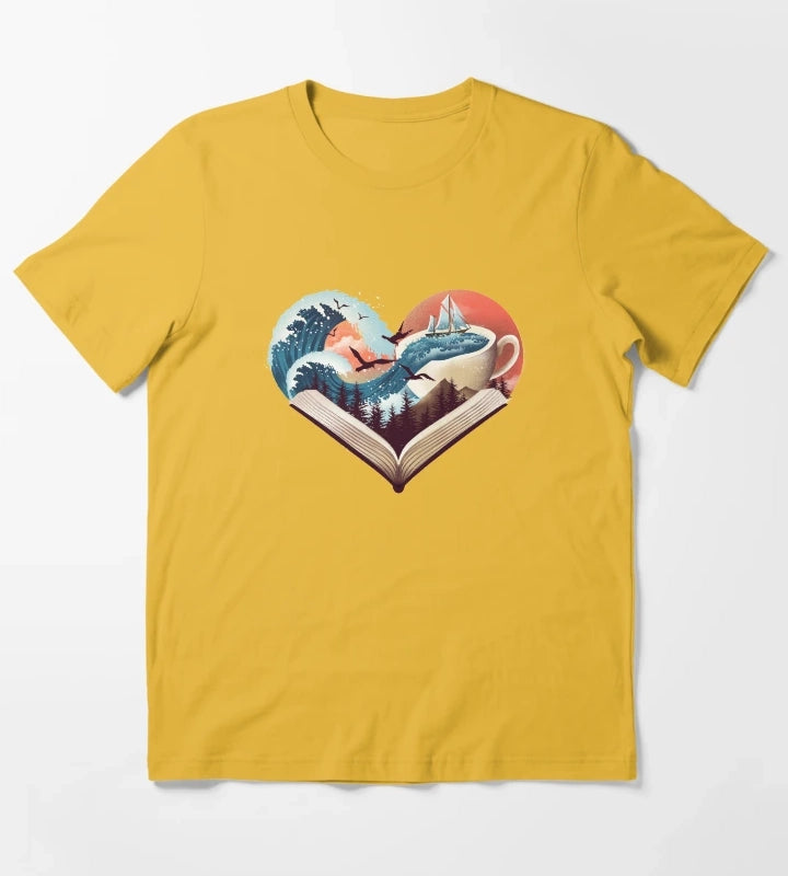 Coffee Book and Adventure T-Shirt Yellow