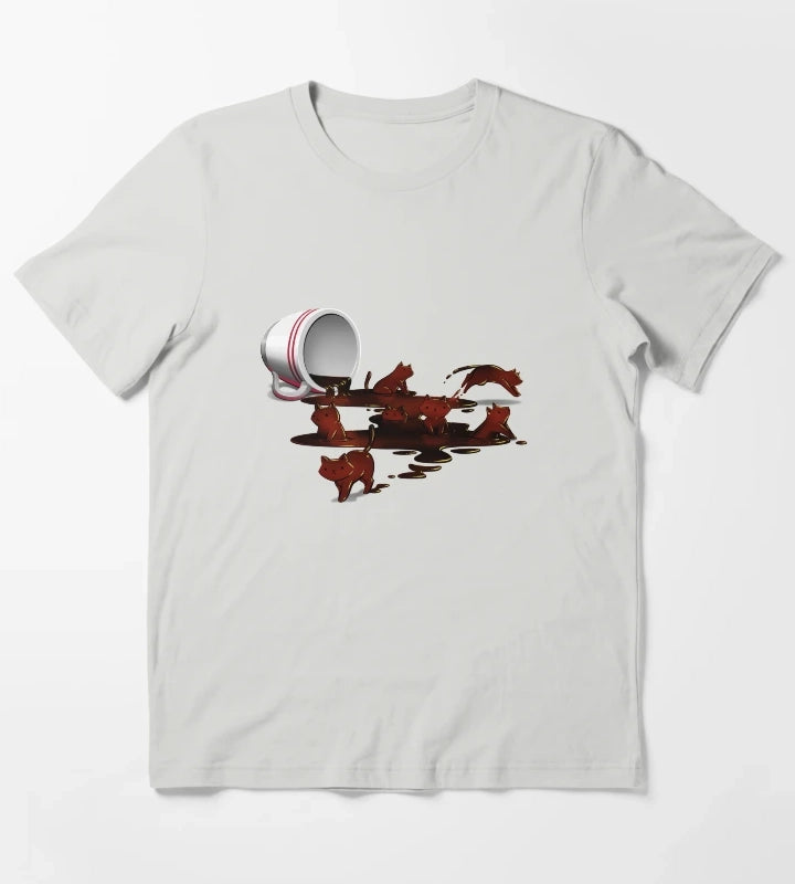 Coffee Cat T-Shirt Light Grey