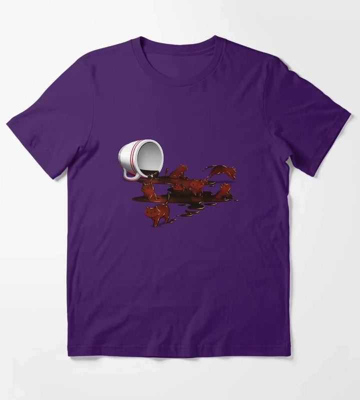 Coffee Cat T-Shirt Purple