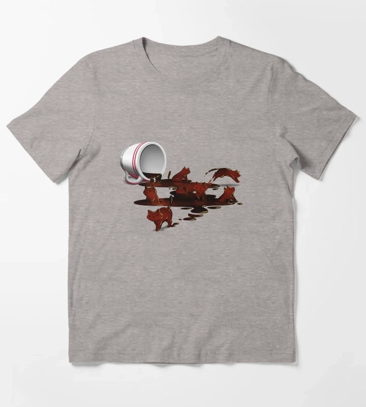 Coffee Cat T-Shirt Heather Grey