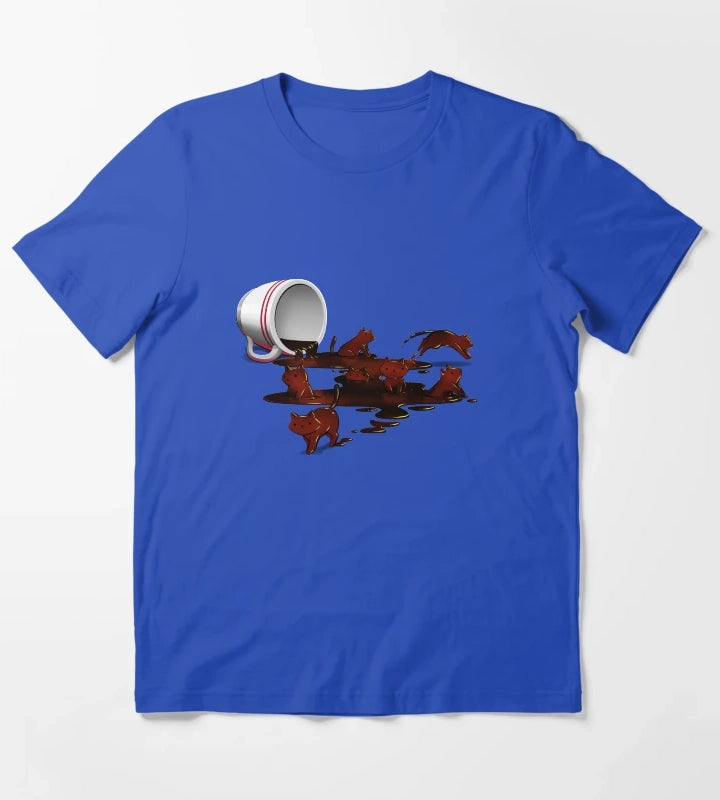Coffee Cat T-Shirt Blue