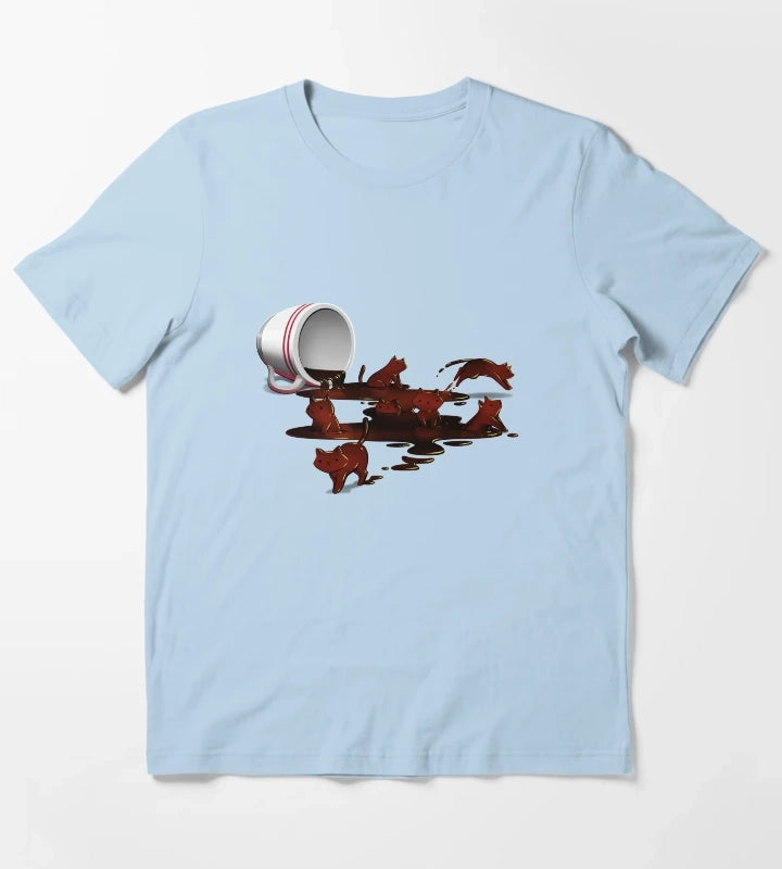 Coffee Cat T-Shirt Sky Blue