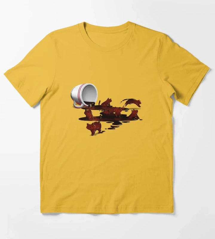 Coffee Cat T-Shirt Yellow