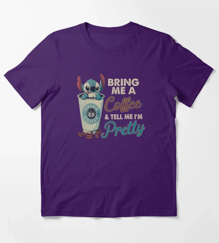 Coffee Disney Stitch Funny T-Shirt Purple