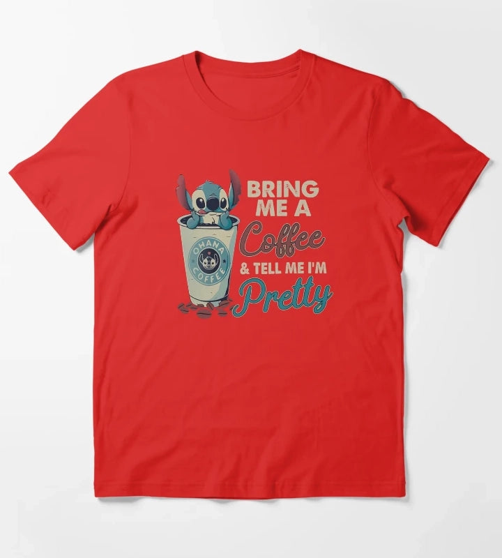 Coffee Disney Stitch Funny T-Shirt Red