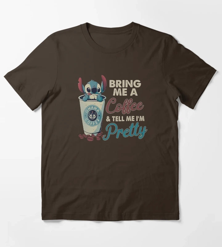 Coffee Disney Stitch Funny T-Shirt Brown