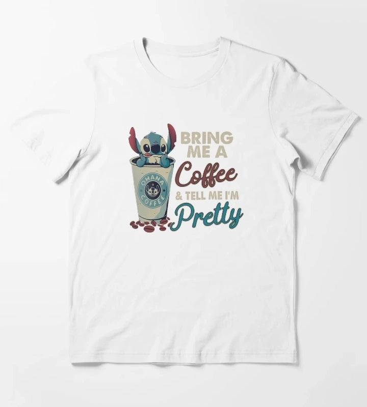 Coffee Disney Stitch Funny T-Shirt White