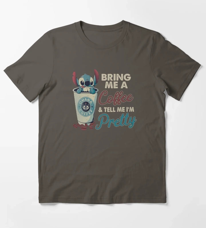 Coffee Disney Stitch Funny T-Shirt Dark Grey
