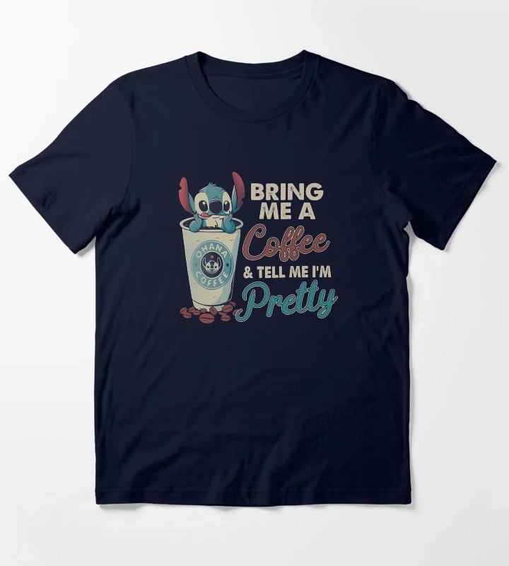 Coffee Disney Stitch Funny T-Shirt Navy