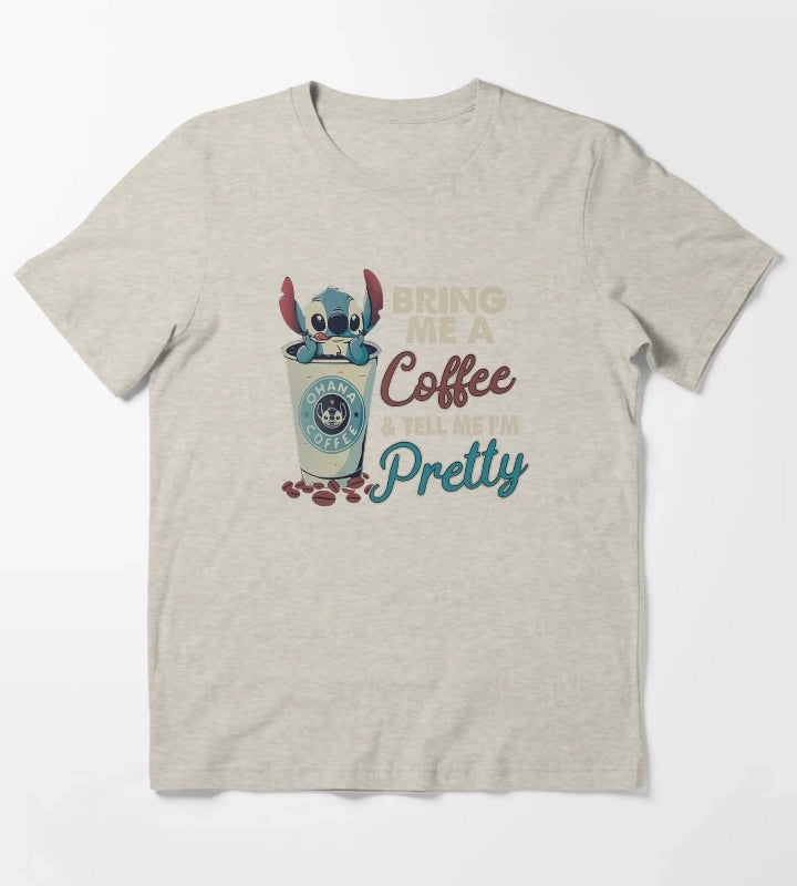 Coffee Disney Stitch Funny T-Shirt Cream