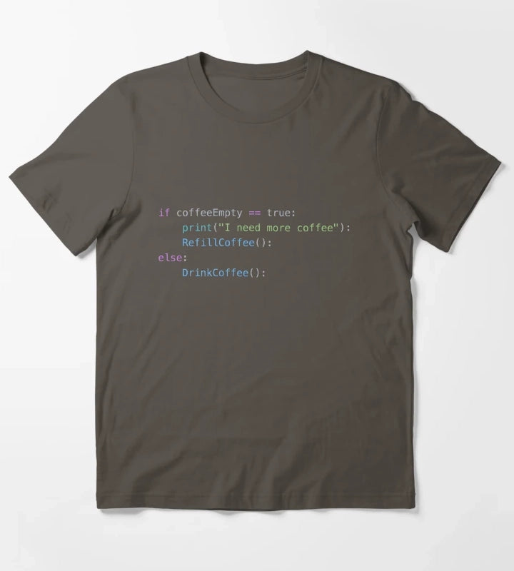 Coffee Empty Python If Statement T-Shirt Dark Grey