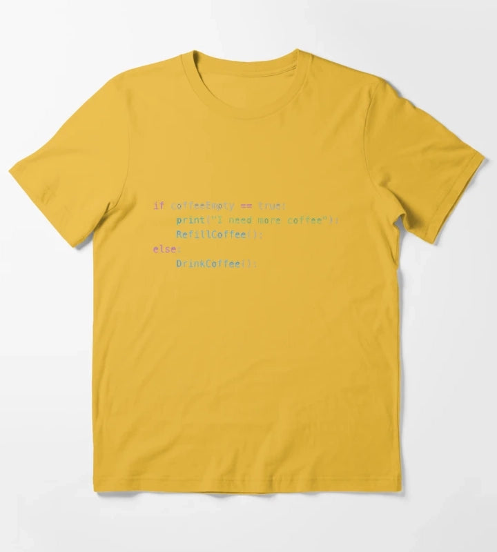 Coffee Empty Python If Statement T-Shirt Yellow