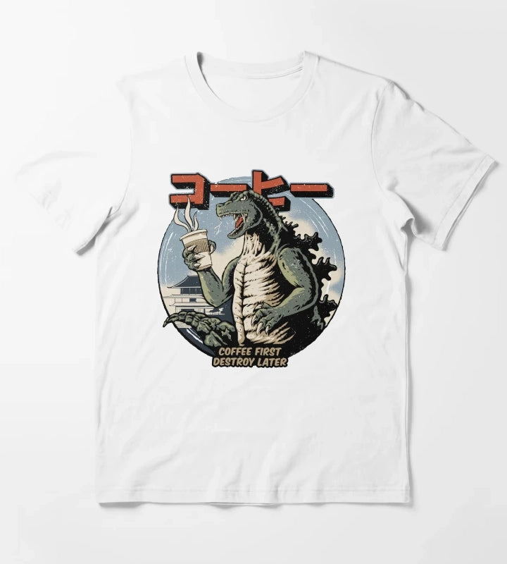 Coffee First Destroy Later T-Shirt White