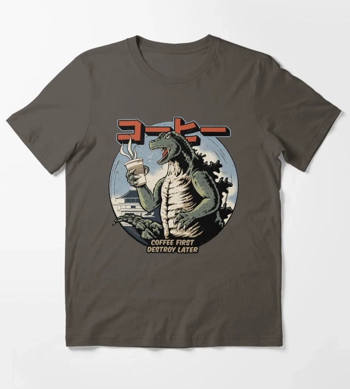 Coffee First Destroy Later T-Shirt Dark Grey