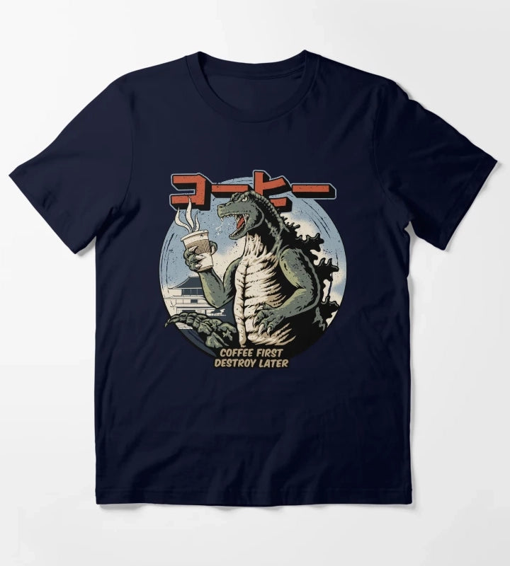Coffee First Destroy Later T-Shirt Navy