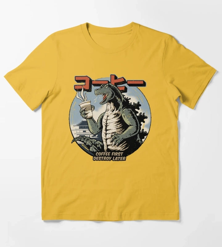 Coffee First Destroy Later T-Shirt Yellow