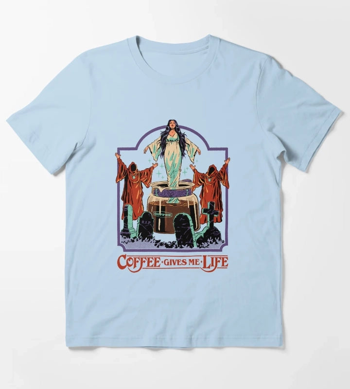 Coffee Gives Me Life T-Shirt Sky Blue