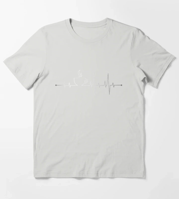 Coffee Heartbeat T-Shirt Light Grey
