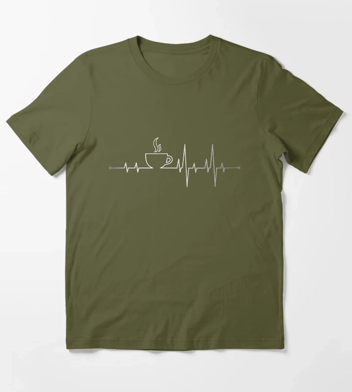 Coffee Heartbeat T-Shirt Olive Green