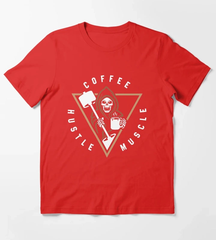 Coffee Hustle Muscle Grim Reaper T-Shirt Red