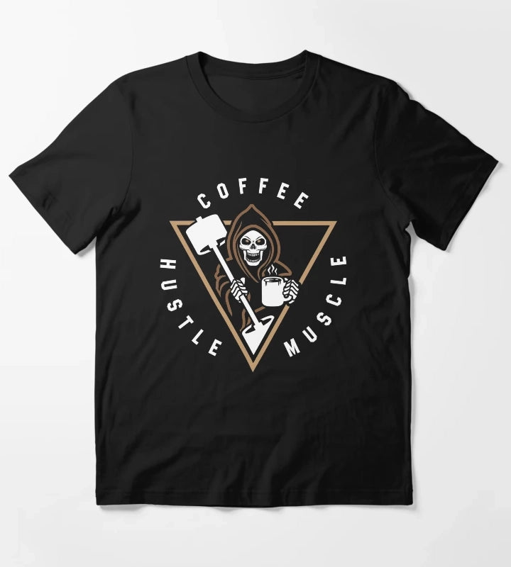 Coffee Hustle Muscle Grim Reaper T-Shirt