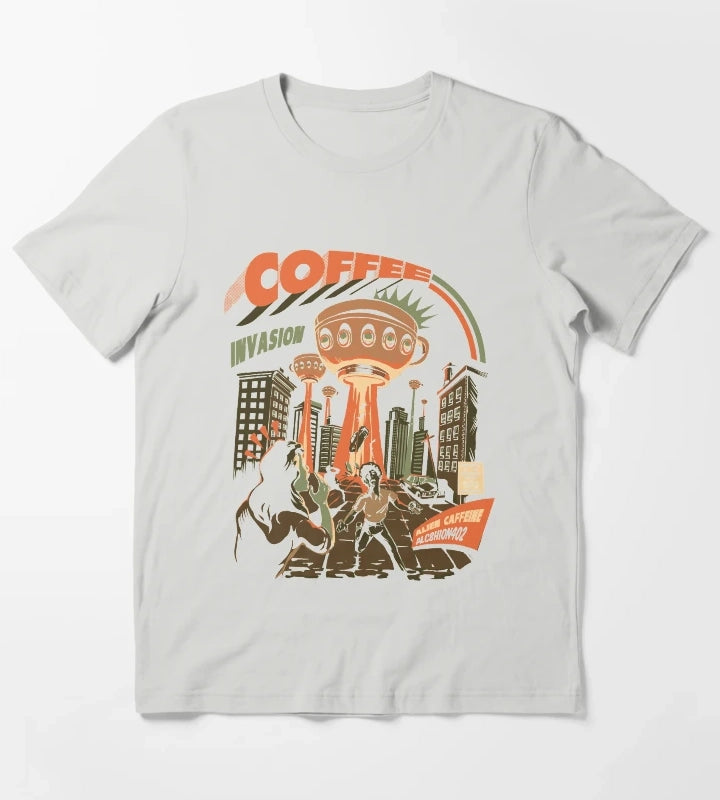 Coffee Invasion T-Shirt Light Grey